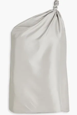 Loulou Studio Adiran one-shoulder twisted silk-twill top - Gray - XL