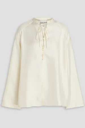Loulou Studio Lace-up silk-twill blouse - White - XL