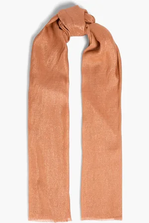 Brunello Cucinelli Frayed metallic cashmere-blend scarf - Brown - OneSize
