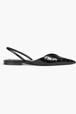 Victoria Beckham Croc-effect leather slingback point-toe flats - - EU 36