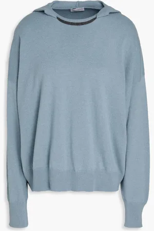 Brunello Cucinelli Embellished cashmere hoodie - Blue - M