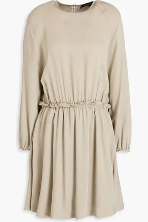 Fabiana Filippi Bead-embellished ruffled satin mini dress - Neutral - IT 44