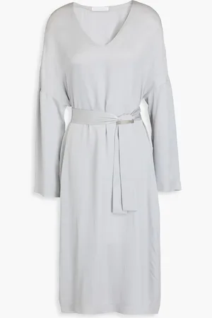 Fabiana Filippi Belted embellished satin dress - Gray - IT 42