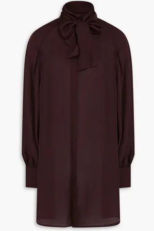 Fabiana Filippi Pussy-bow silk-crepe shirt - Burgundy - IT 40