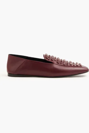 Fabiana Filippi Crystal-embellished leather loafers - Burgundy - EU 37