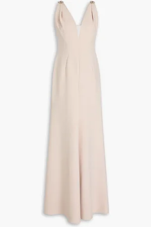 Jenny Packham Crystal-embellished crepe gown - Neutral - UK 10