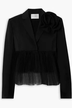 Carolina Herrera Tulle-paneled wool-blend blazer - - US 6