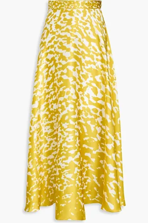 Roksanda Ameera printed silk-satin midi skirt - Yellow - UK 20