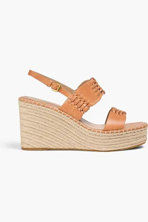 VERONICA BEARD Riya leather espadrille wedge sandals - Brown - US 6