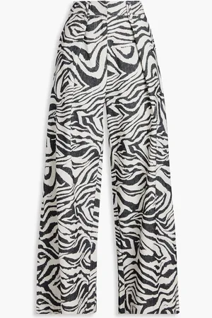 ULLA JOHNSON Cai pleated zebra-print jacquard wide-leg pants - - US 8