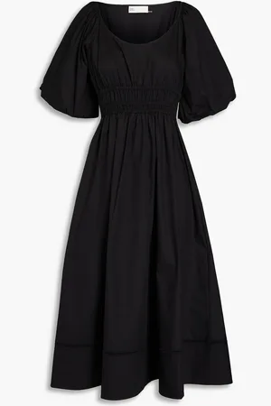 Tory Burch Shirred cotton-poplin midi dress - - US 10