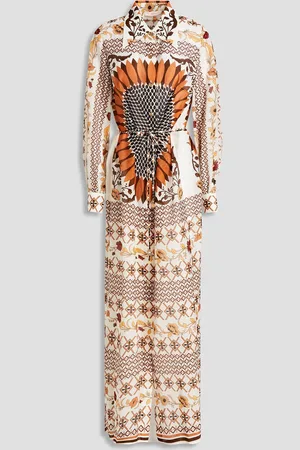 Tory Burch Printed cotton and silk-blend voile maxi dress - - M