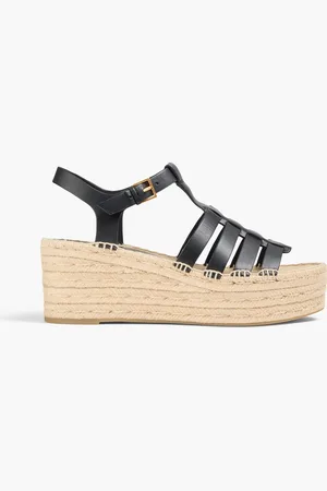 Tory Burch Fisherman leather espadrille wedge sandals - - US 11