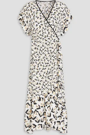 Diane von Furstenberg Ruffled floral-print crepe midi wrap dress - - S