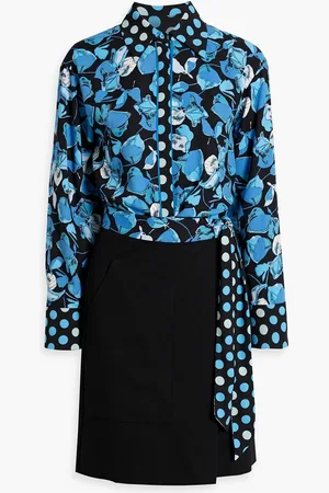 Diane von Furstenberg Olia printed chiffon and cady wrap dress - - S