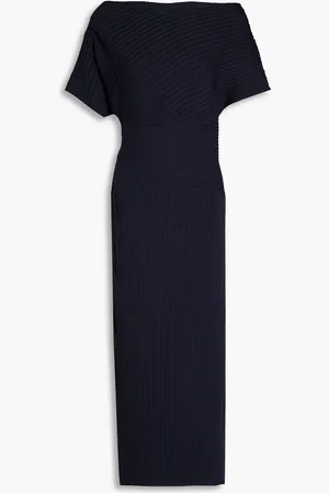 Diane von Furstenberg Clara off-the-shoulder ribbed-knit midi dress - Blue - L