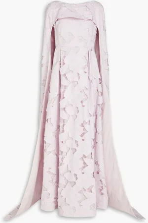 HUISHAN ZHANG Cape-effect broderie anglaise gown - Purple - UK 8