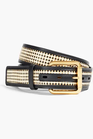 ZIMMERMANN Leather-trimmed raffia belt - - S/M
