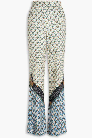 Etro Printed crepe de chine wide-leg pants - White - IT 42