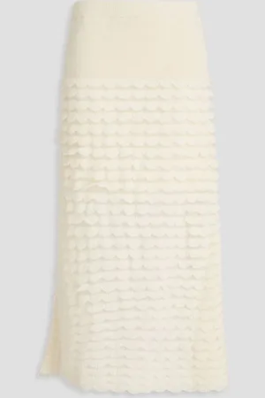 ZIMMERMANN Scalloped alpaca-blend midi skirt - White - 4