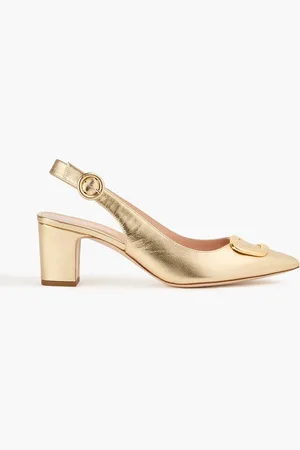 Rupert Sanderson Marina embellished metallic leather slingback pumps - Metallic - EU 37.5