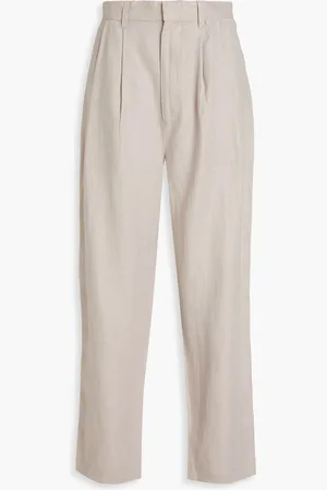 ENZA COSTA Pleated linen tapered pants - Gray - 24