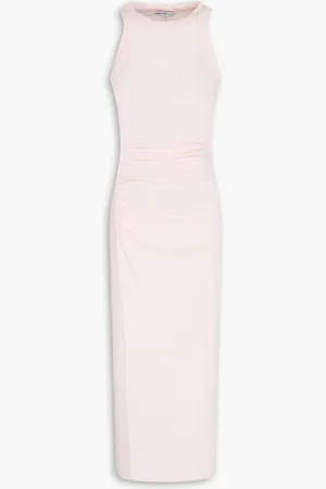 James Perse Ruched ribbed cotton-blend jersey midi dress - Pink - 0