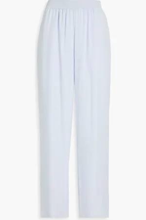 THEORY Silk-satin crepe straight-leg pants - Blue - L