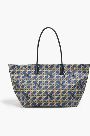 Tory Burch Basketweave printed canvas tote - Blue - OneSize