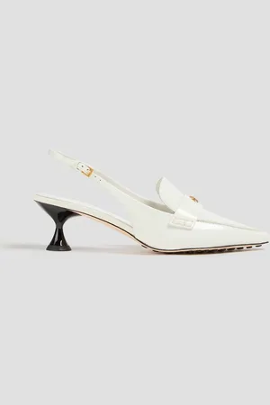 Tory Burch Ballet embellished patent-leather slingback pumps - White - US 5