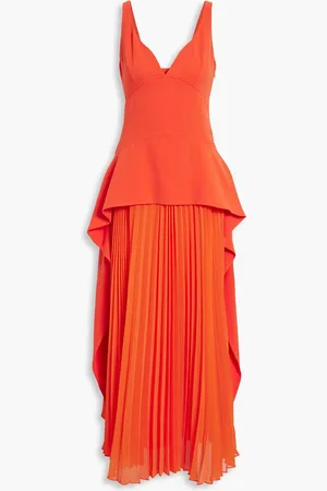 Simkhai Sequoia pleated chiffon and crepe maxi dress - Orange - US 0