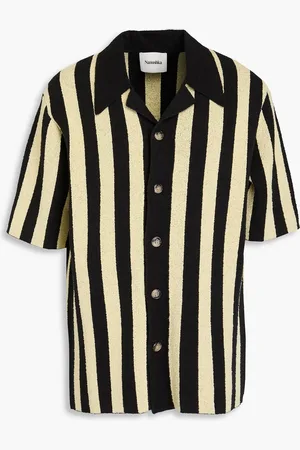 Nanushka Ziko striped cotton-blend bouclé polo shirt - - XS