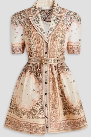 ZIMMERMANN Belted paisley-print linen and silk-blend mini dress - White - 2