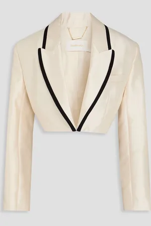 ZIMMERMANN Cropped wool and silk-blend gabardine jacket - White - 2