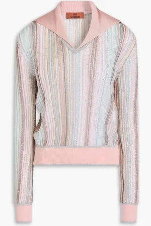 Missoni Sequin-embellished crochet-knit polo sweater - Pink - IT 42
