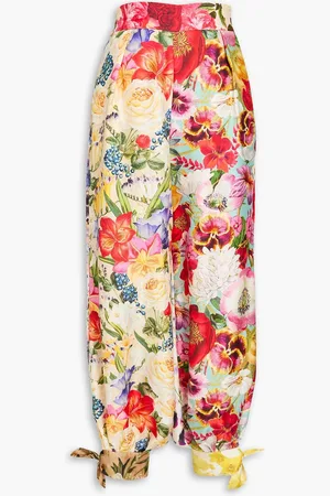 ZIMMERMANN Cropped floral-print silk tapered pants - - 00