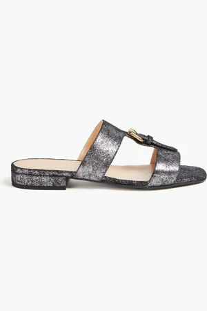 Sergio Rossi Glittered suede sandals - Metallic - EU 40