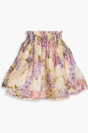 ZIMMERMANN Floral-print linen and silk-blend gauze mini skirt - Orange - 3