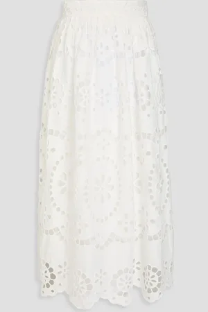 ZIMMERMANN Broderie anglaise linen midi skirt - White - 3