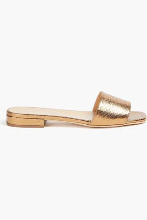 Sergio Rossi Metallic snake-effect leather sandals - Metallic - EU 37.5