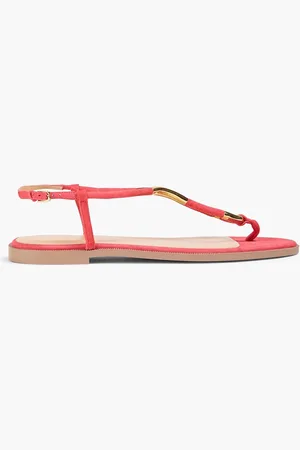 Sergio Rossi Embellished suede slingback sandals - Orange - EU 38