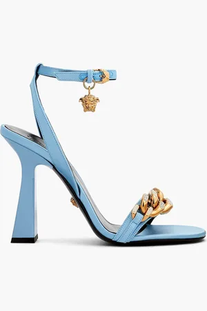 VERSACE Embellished satin sandals - Blue - EU 41