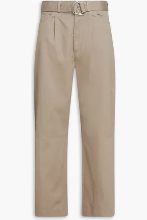 Nanushka Belted cotton-twill straight-leg pants - Gray - XS