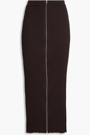 Nanushka Ribbed-knit midi skirt - Brown - S