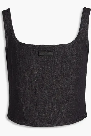Brunello Cucinelli Bead-embellished denim top - - M