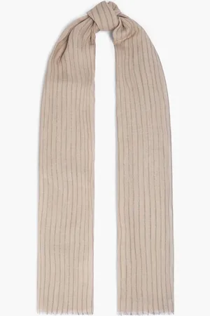 Brunello Cucinelli Frayed striped linen-gauze scarf - - OneSize