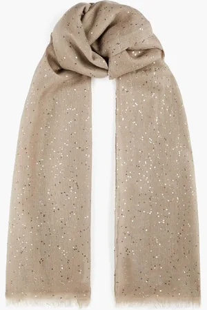 Brunello Cucinelli Sequined cashmere and silk-blend gauze scarf - Neutral - OneSize