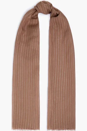 Brunello Cucinelli Frayed striped linen-gauze scarf - - OneSize