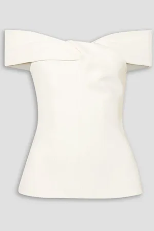 Safiyaa Off-the-shoulder twist-front crepe top - White - FR 42