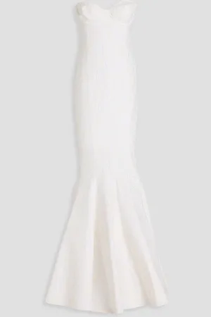 Norma Kamali Strapless fluted stretch-lace gown - White - FR 32